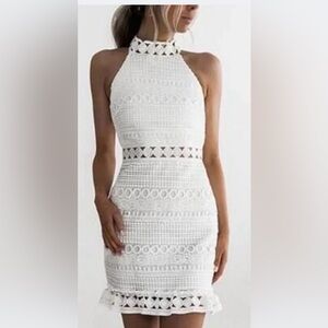 Chic White Crochet Mini Dress